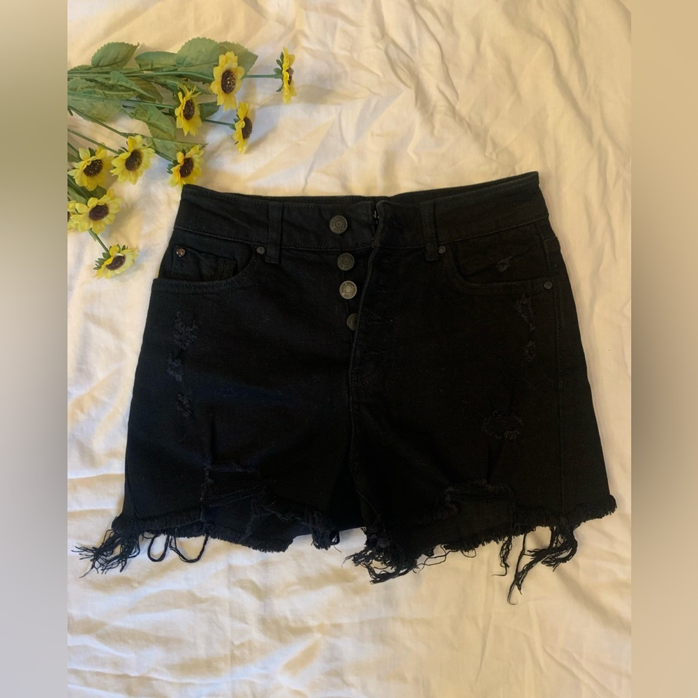 Ultra high waisted back jean shorts